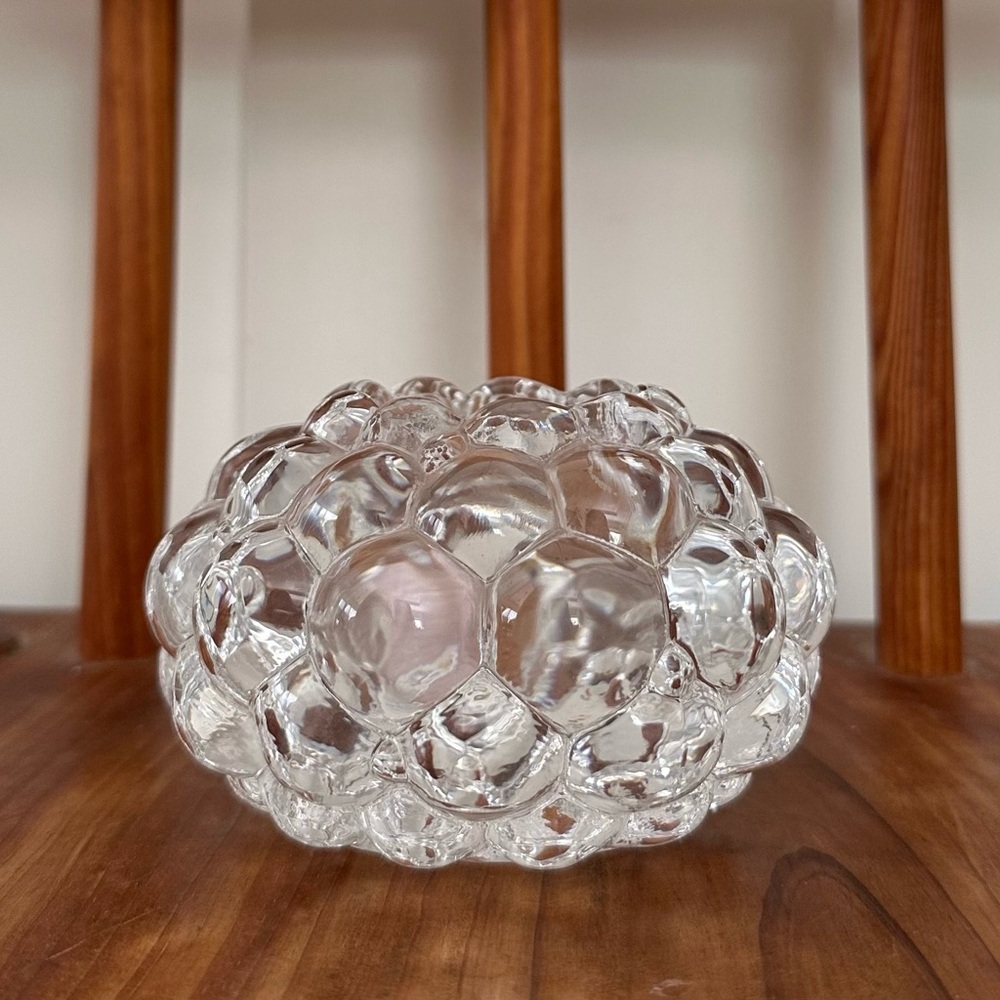 Orrefors Raspberry Bubble Crystal Candle Holder Vintage